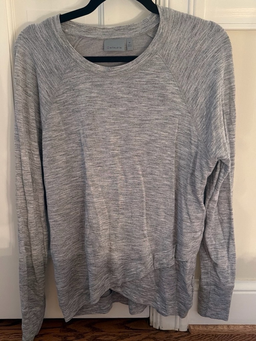 Athleta Heather Light Gray Scoop Neck Sweater